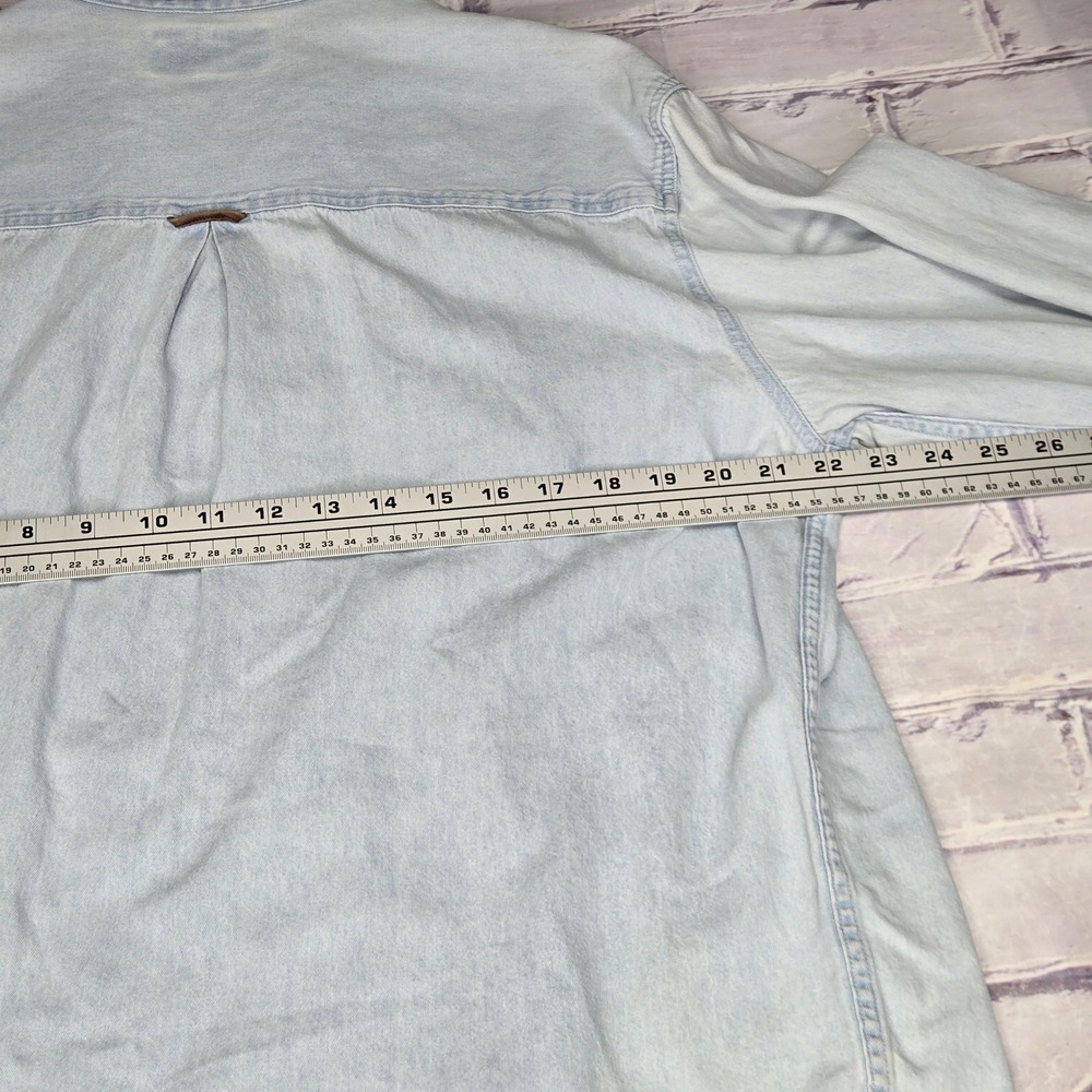 Vintage Marlboro Country Denim Shirt Light Wash Western Workwear Mens Large L - Picture 11 of 13